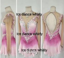 1073 Ice Figure Skating Dress Girls Women Long Sleeved Figure Skating Dresses