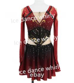 1080 Ice Figure Skating Dress Girls Women Long Sleeve Figure Skating Dresses