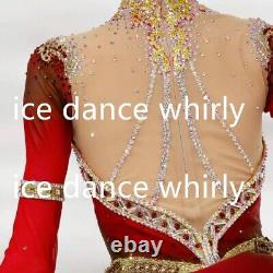 1091 Ice Figure Skating Dress Girls Women Long Sleeve Figure Skating Dresses