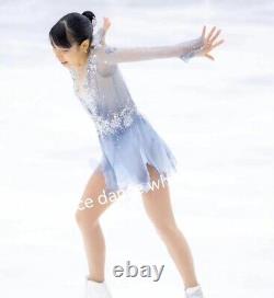 115 Kids Girls Rhinestone Long Sleeves Figure Skating Dress Ice skating dress