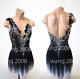 Ice Figure Skating Competition Dress Baton Twirling Costume black dyeing gray