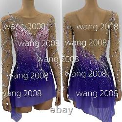 Ice Figure Skating Competition Dress Girls' Twirling Costume purple dyeing