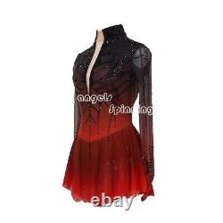 Ice Figure Skating Dress Competition Skating Dress Custom black red dyeing