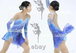 Ice Figure Skating Dress/Dance/Baton Twirling costume Custome blue dyeing