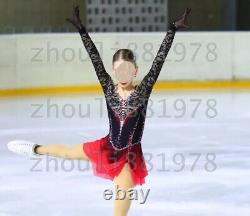 Ice Figure Skating Dress Figure skaitng Dress For Competition Black dyeing red