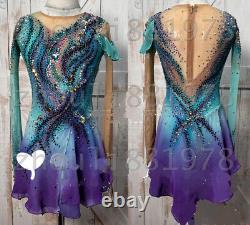 Ice Figure Skating Dress Figure skaitng Dress For Competition Blue dyeing purple