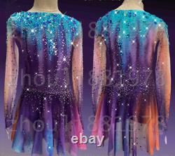 Ice Figure Skating Dress Figure skaitng Dress For Competition blue purple dyeing