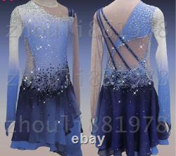 New Ice Figure Skating Dress Figure skaitng Dress For Competition blue dyeing